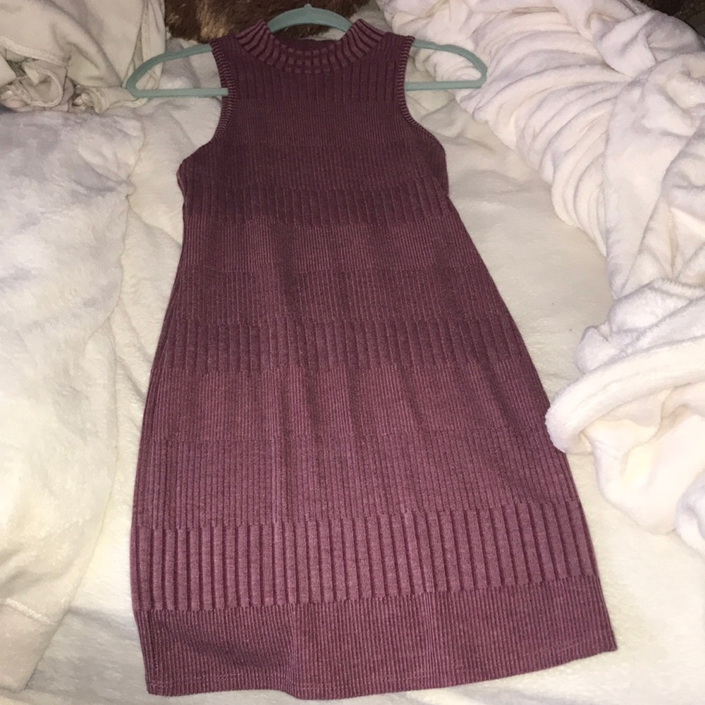 Medium length maroon sweater dress